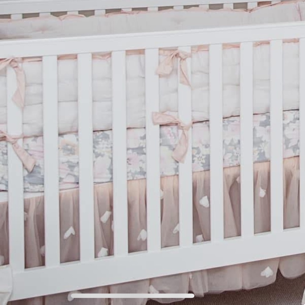 Monique Lhullier blush pink ethereal crib skirt